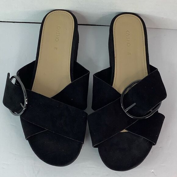 OYSHO CissCross Strap Platform Black Leather Summer Costal Sandals Sz 36/US 6 - Picture 7 of 10